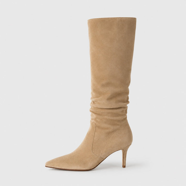Women's Classic Suede Knee High Boots with Stiletto Heel