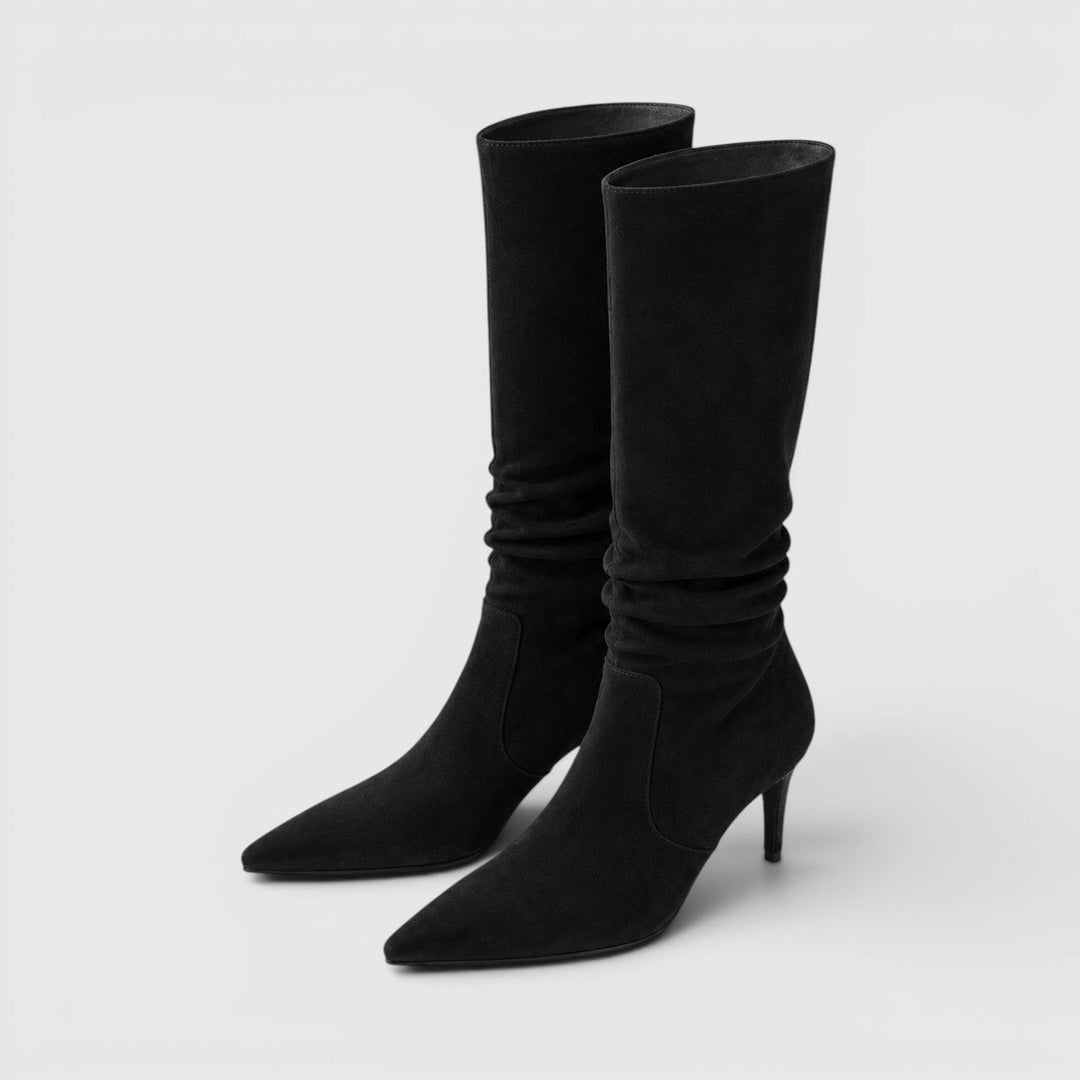 Women's Classic Suede Knee High Boots with Stiletto Heel