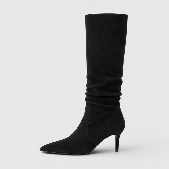 Women's Classic Suede Knee High Boots with Stiletto Heel