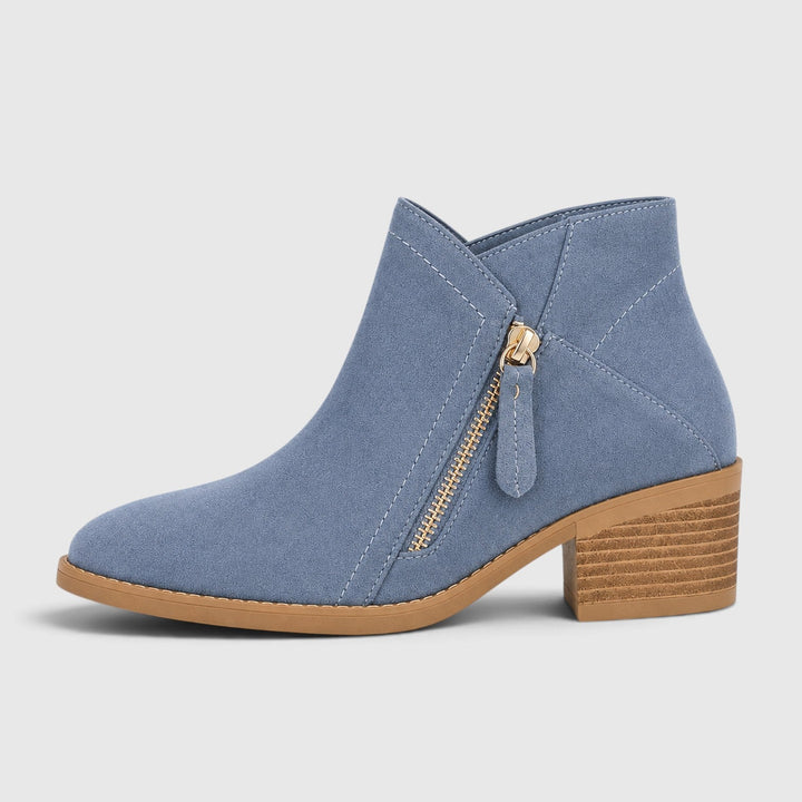 Women's Lightweight Leather Ankle Boots with Side Zipper