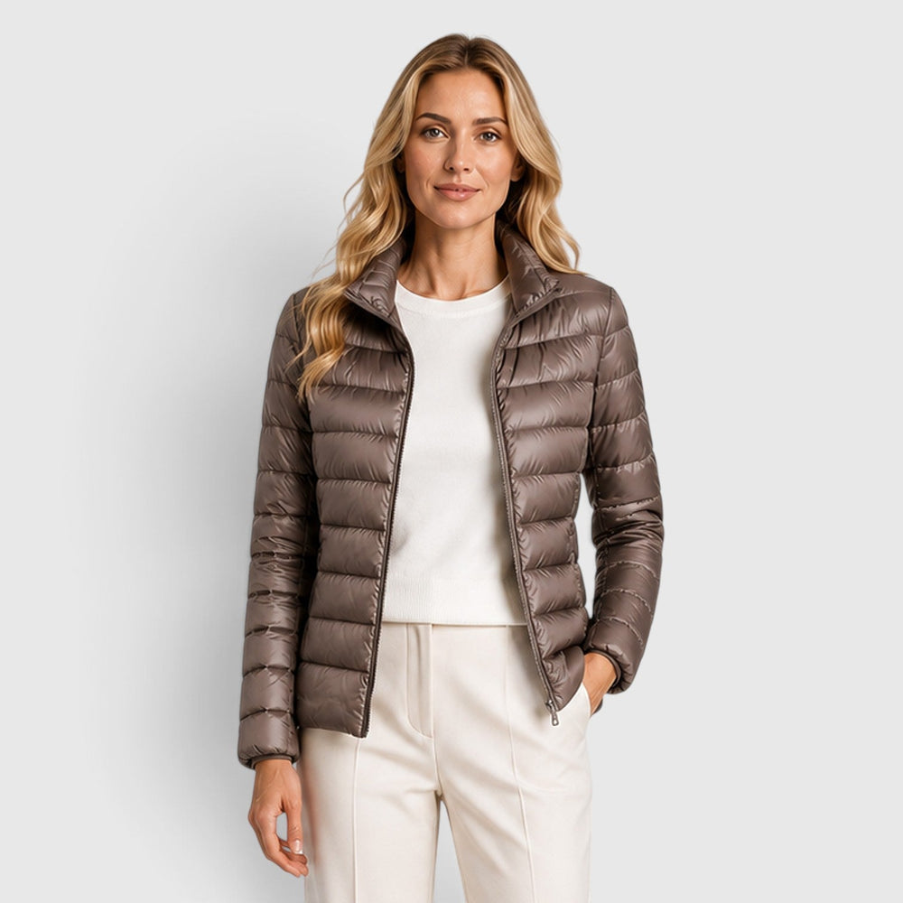 Women's Lightweight Quilted Slim Fit Puffer Jacket with Zip-Up