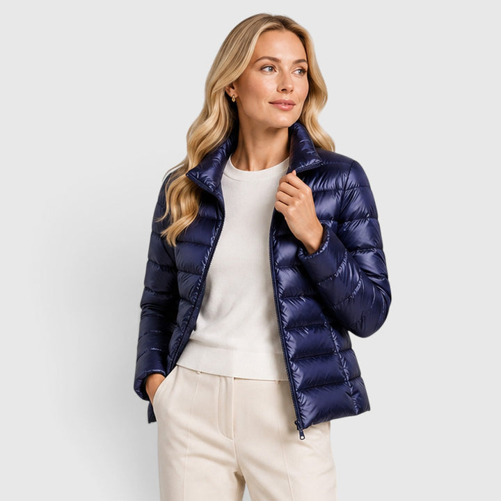 Women's Lightweight Quilted Slim Fit Puffer Jacket with Zip-Up