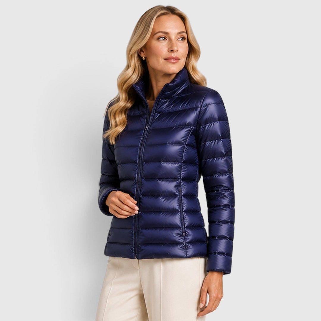 Women's Lightweight Quilted Slim Fit Puffer Jacket with Zip-Up