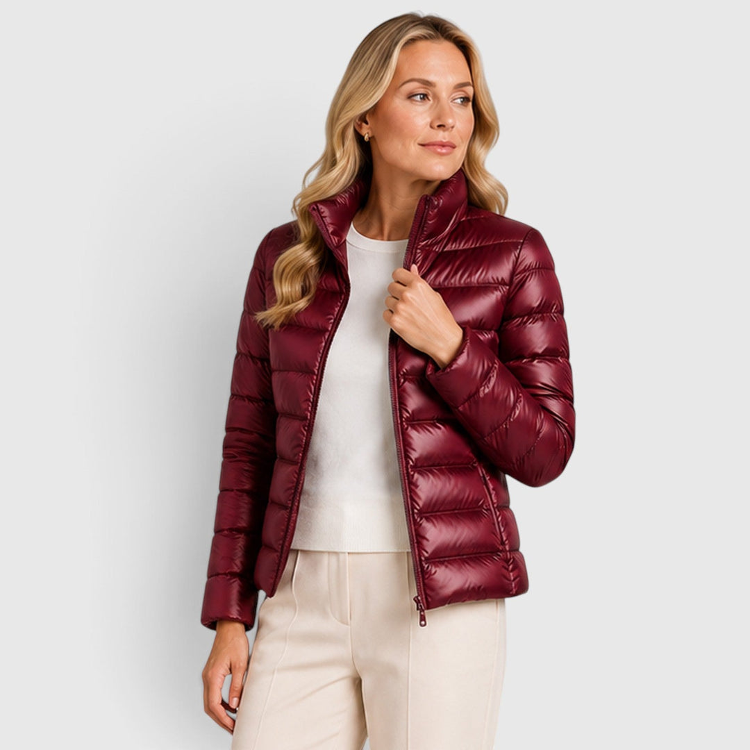 Women's Lightweight Quilted Slim Fit Puffer Jacket with Zip-Up