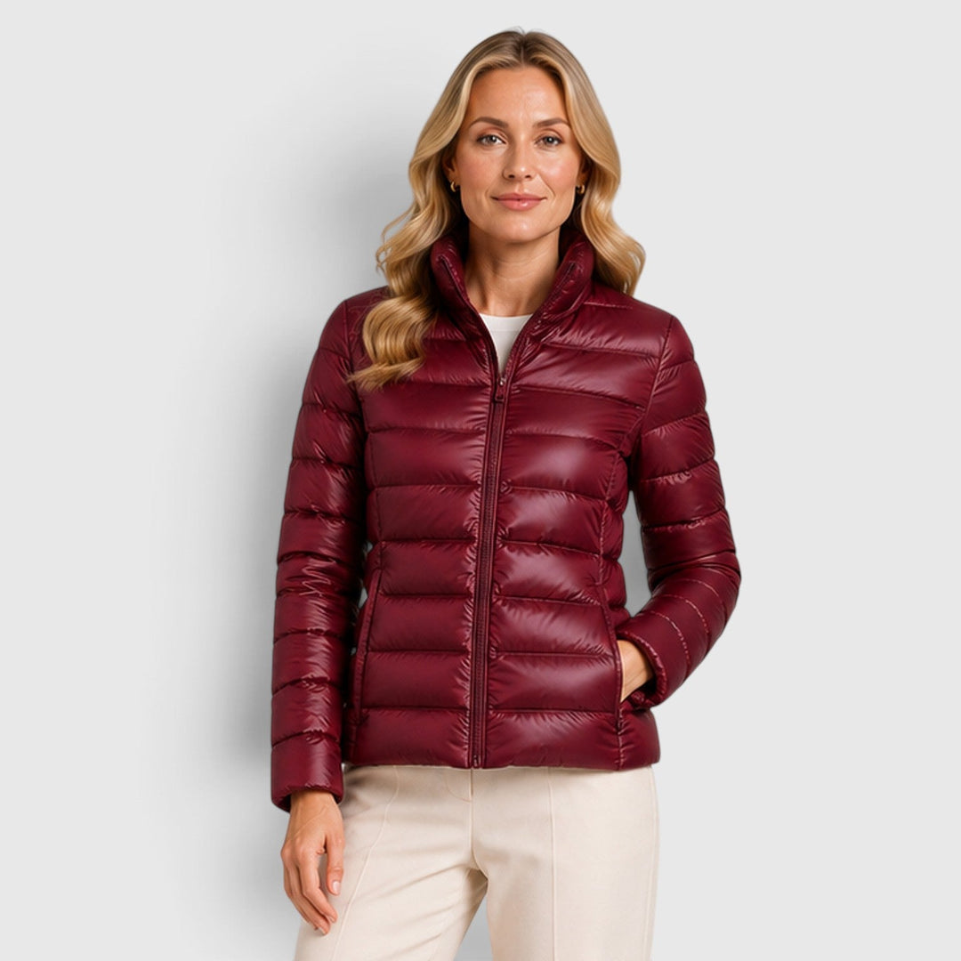 Women's Lightweight Quilted Slim Fit Puffer Jacket with Zip-Up