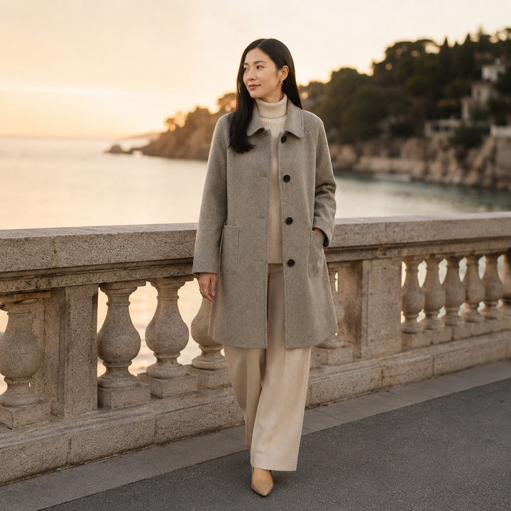Women's Slim Fit Wool Blend Long Coat