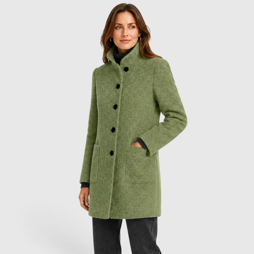 Women's Tailored Wool Long Coat with Button Front