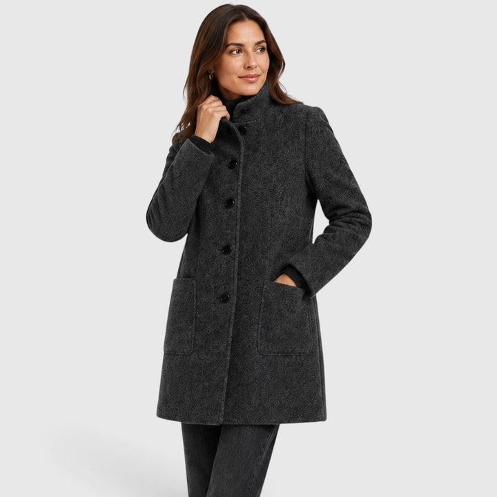 Women's Tailored Wool Long Coat with Button Front
