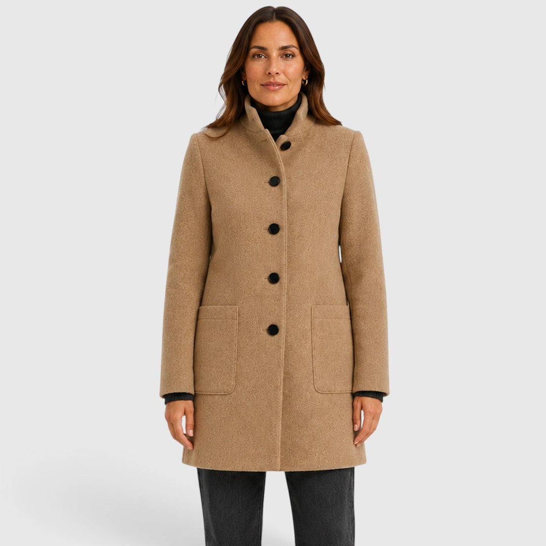 Women's Tailored Wool Long Coat with Button Front