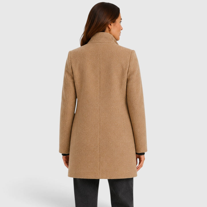 Women's Tailored Wool Long Coat with Button Front