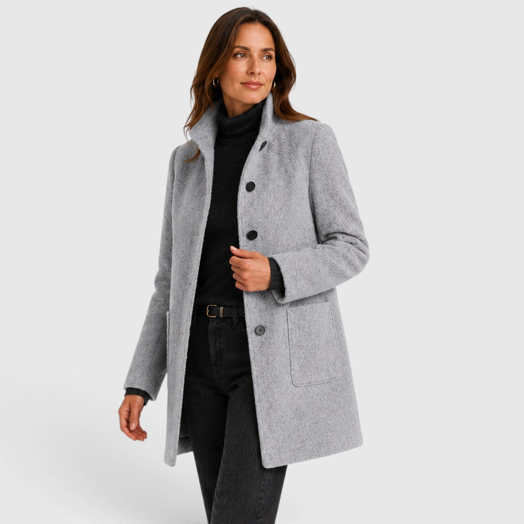 Women's Tailored Wool Long Coat with Button Front