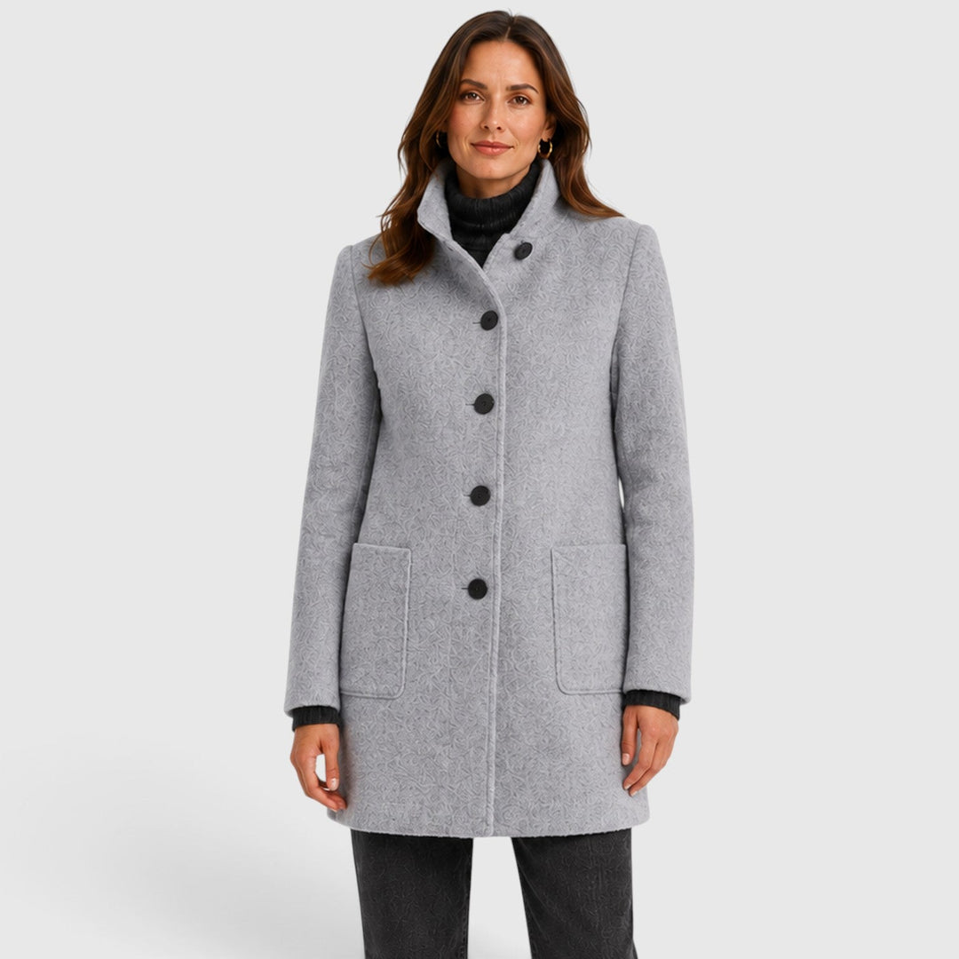 Women's Tailored Wool Long Coat with Button Front