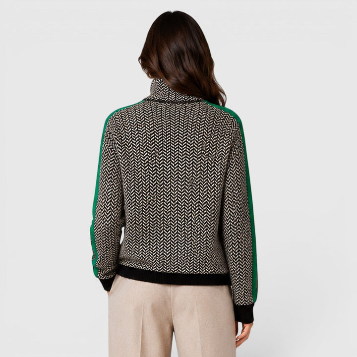 Women's Casual Knit Colour Block Turtleneck Sweater