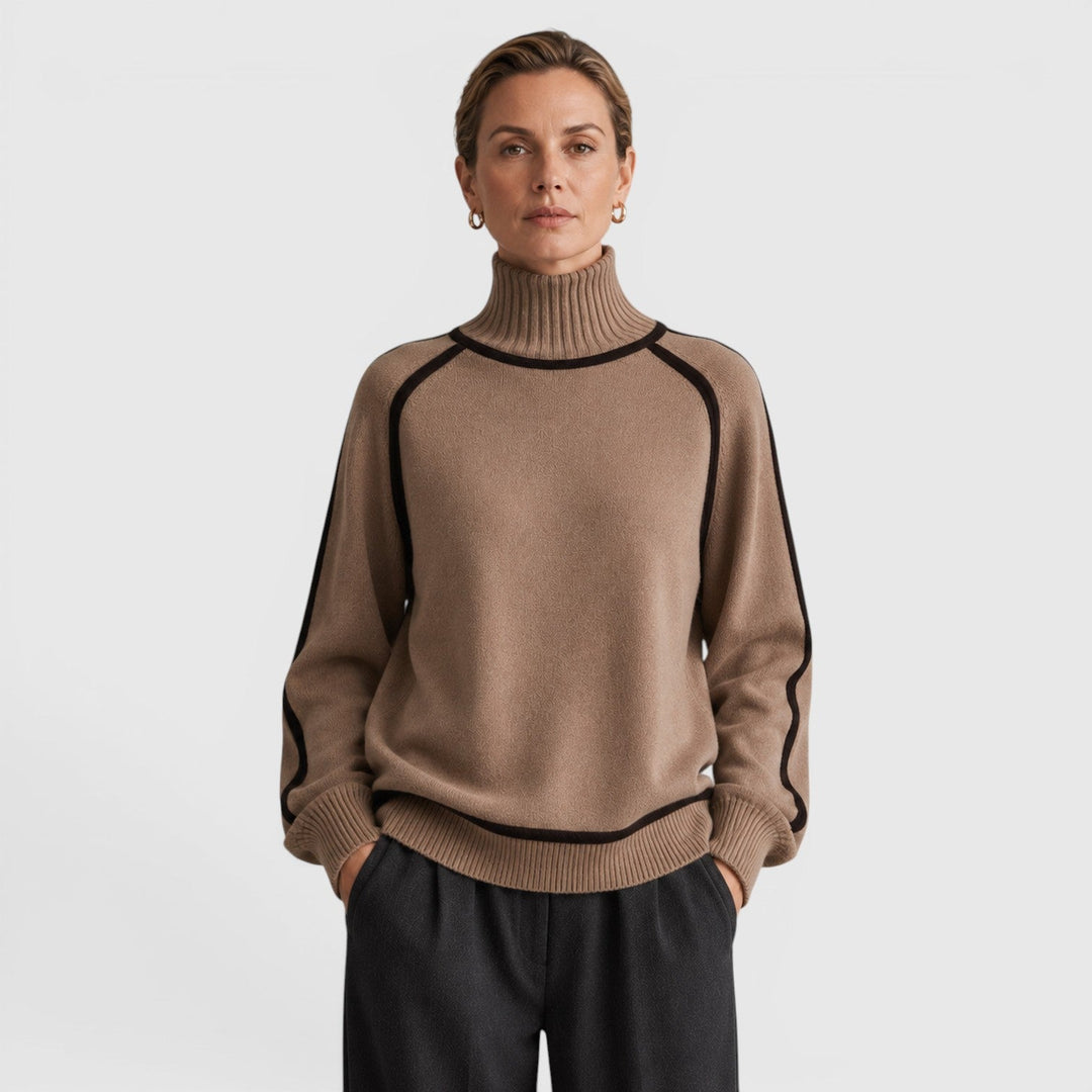 Women's Casual Knit Roll Neck Loose Fit Jumper