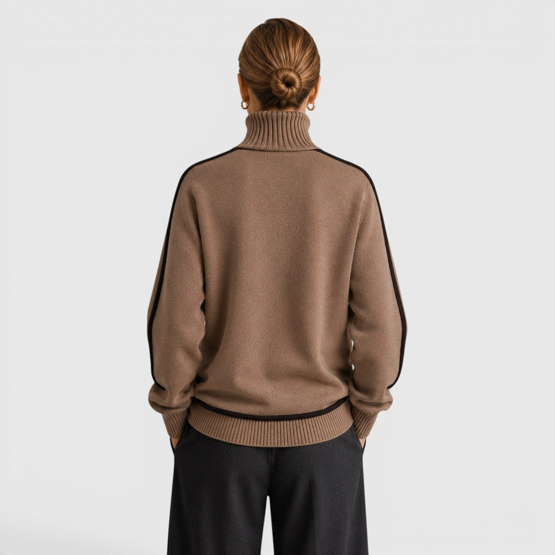 Women's Casual Knit Roll Neck Loose Fit Jumper