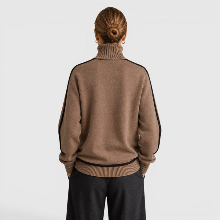 Women's Casual Knit Roll Neck Loose Fit Jumper