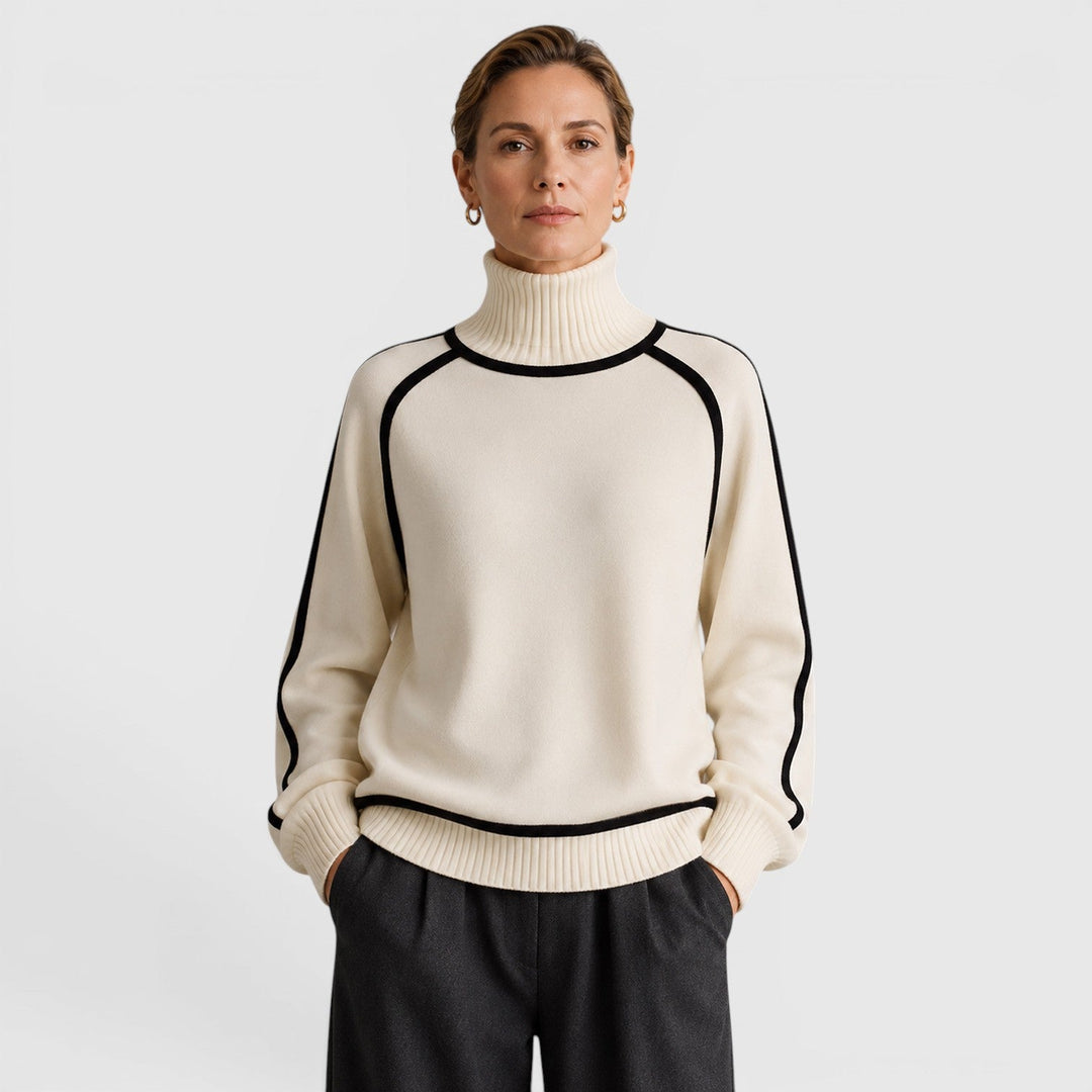 Women's Casual Knit Roll Neck Loose Fit Jumper