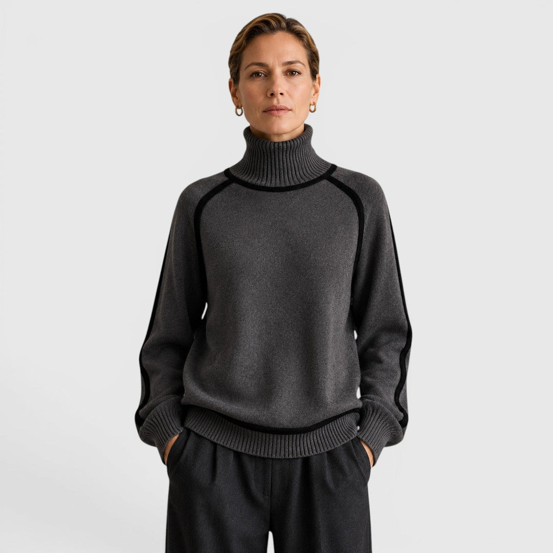 Women's Casual Knit Roll Neck Loose Fit Jumper