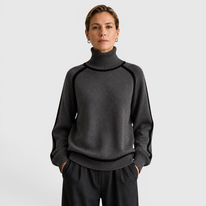 Women's Casual Knit Roll Neck Loose Fit Jumper