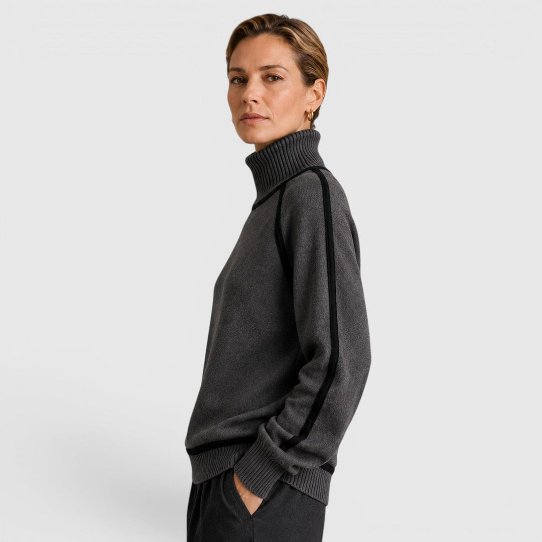 Women's Casual Knit Roll Neck Loose Fit Jumper