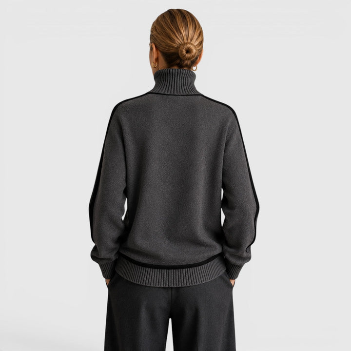 Women's Casual Knit Roll Neck Loose Fit Jumper