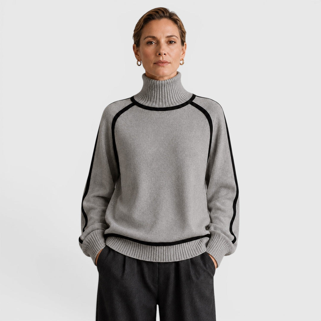 Women's Casual Knit Roll Neck Loose Fit Jumper