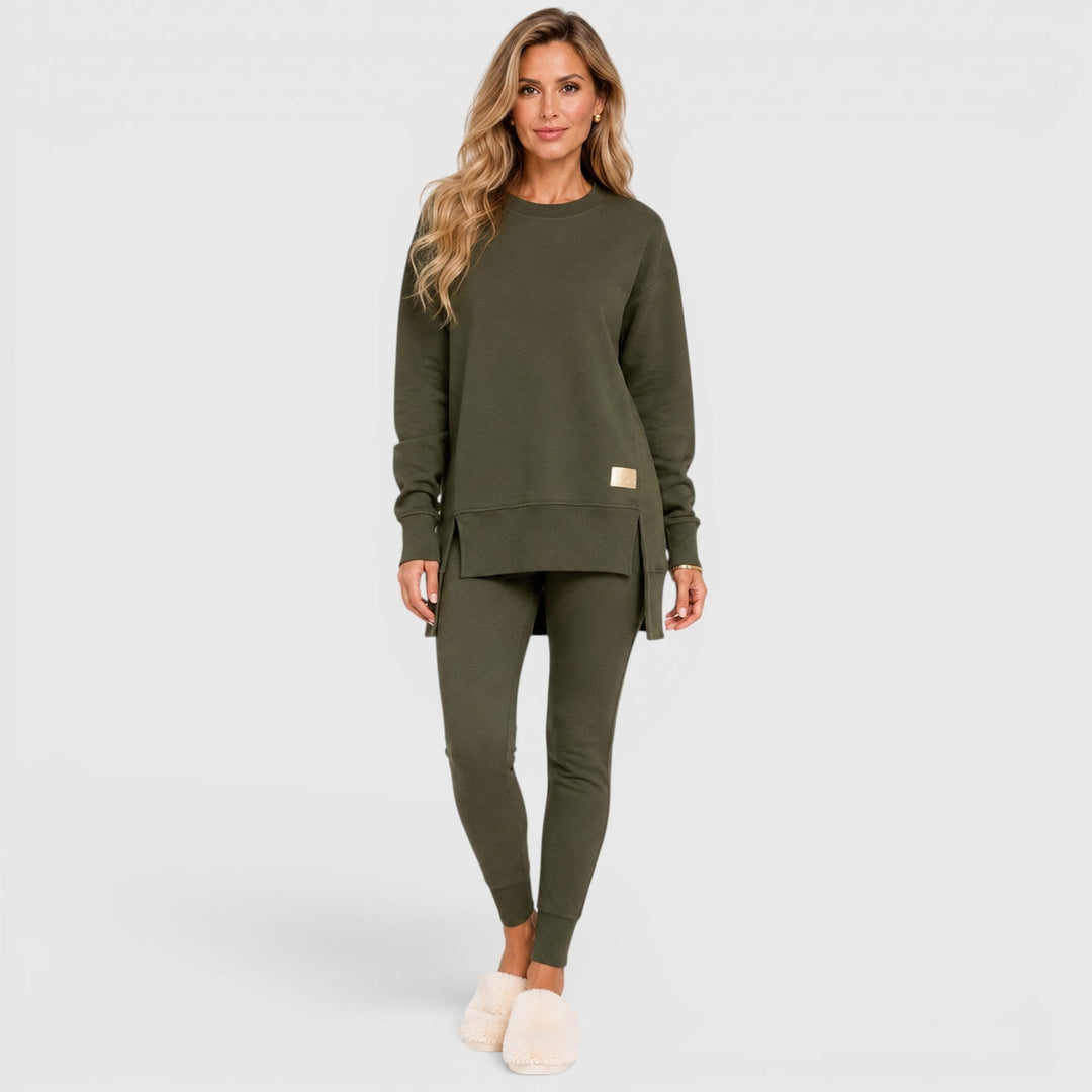 Women's Casual Cotton Blend Relaxed Fit Loungewear Set