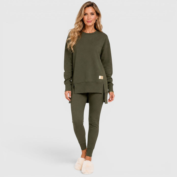 Women's Casual Cotton Blend Relaxed Fit Loungewear Set