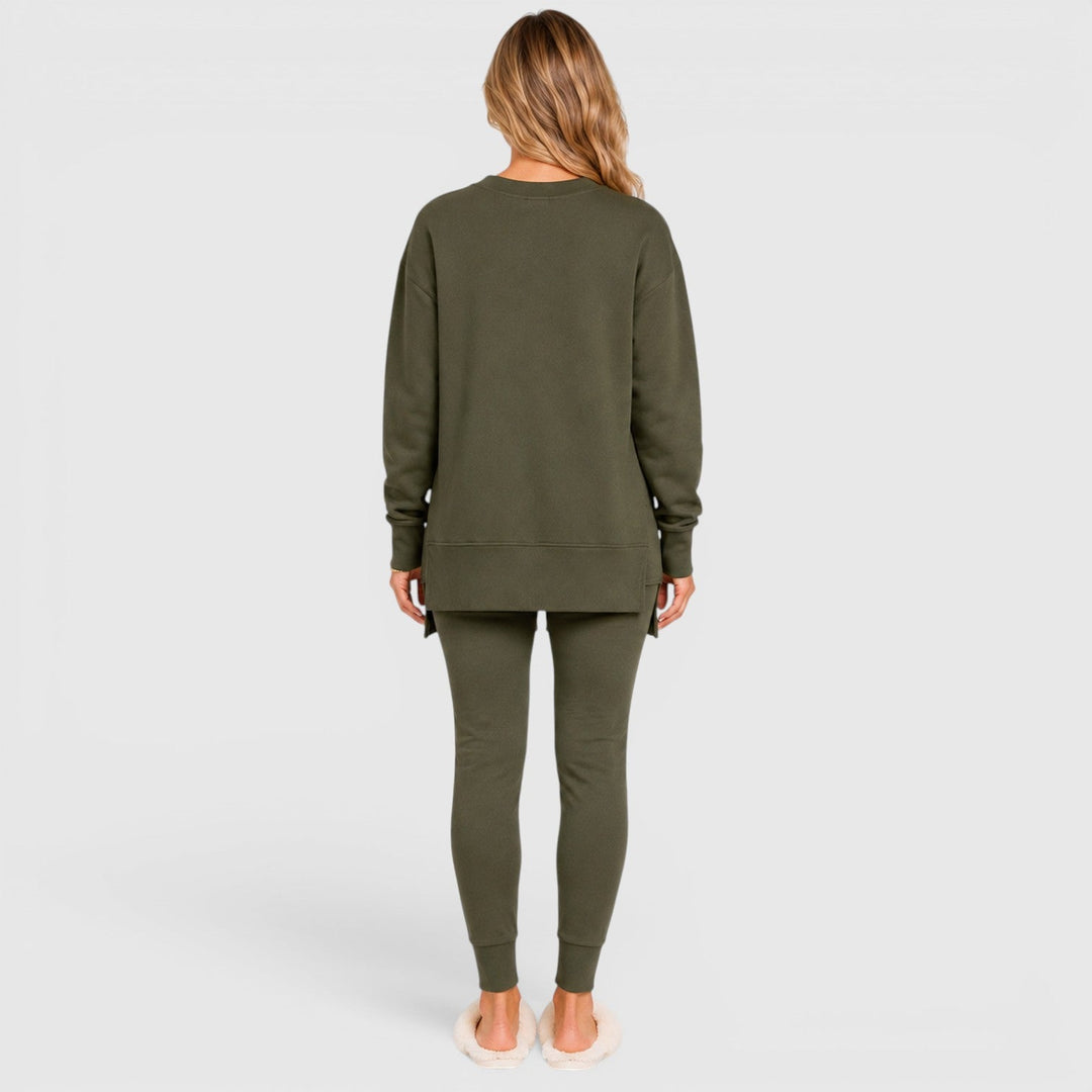 Women's Casual Cotton Blend Relaxed Fit Loungewear Set