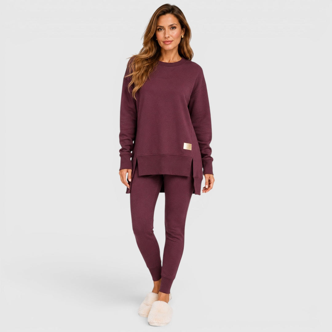 Women's Casual Cotton Blend Relaxed Fit Loungewear Set