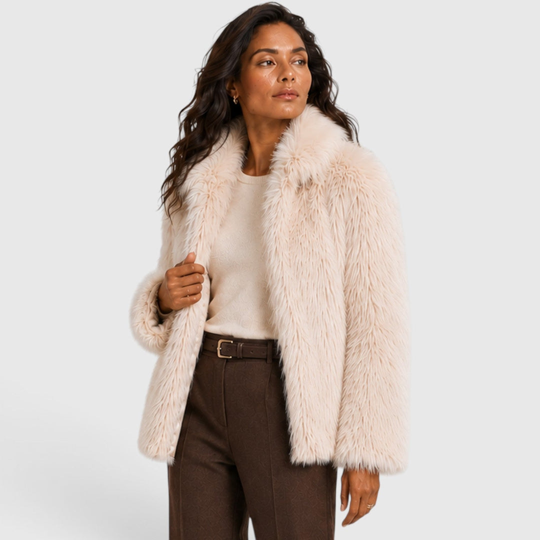 Women's Chic Faux Fur Zip-Up Short Coat