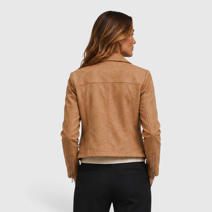 Women's Stylish Suede Cropped Biker Jacket with Asymmetric Zip