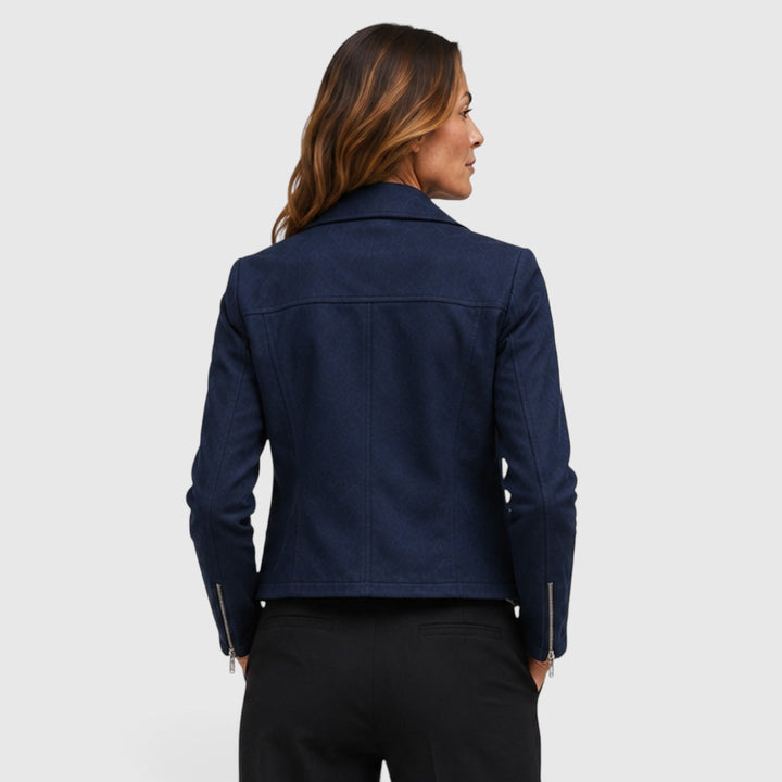 Women's Stylish Suede Cropped Biker Jacket with Asymmetric Zip
