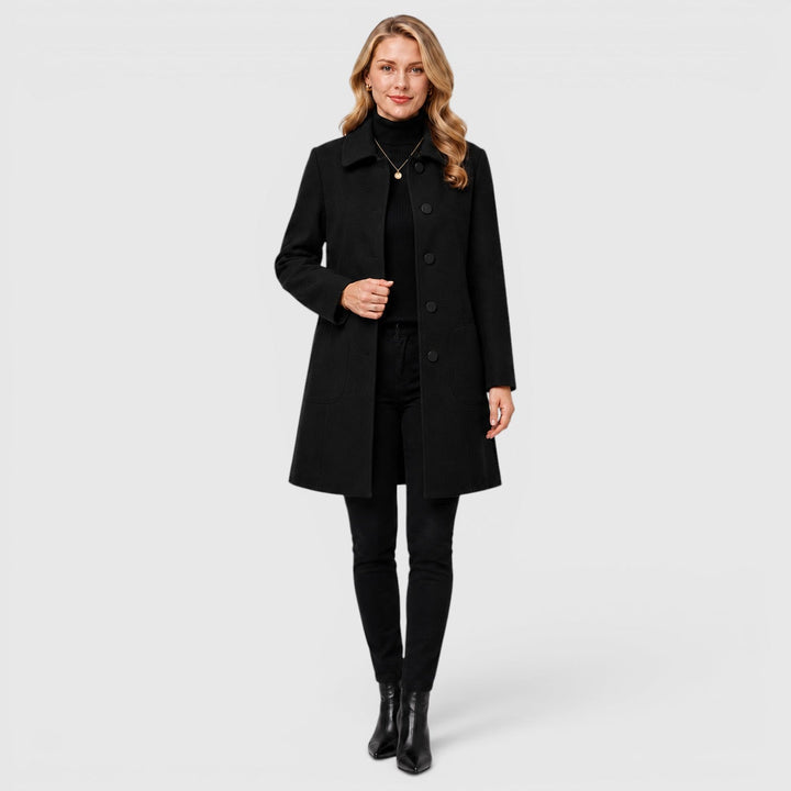 Women's Classic Wool Long Coat with Warm Insulation