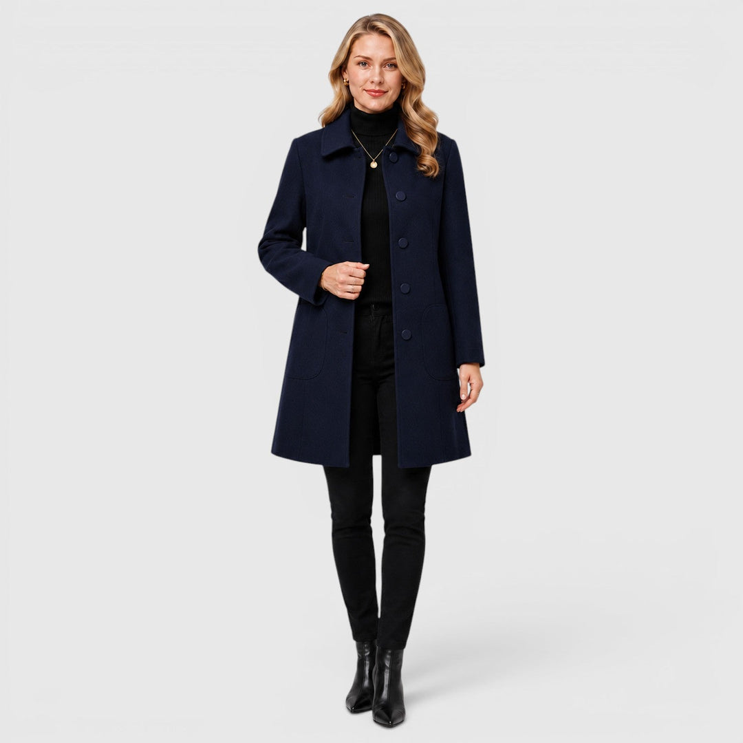 Women's Classic Wool Long Coat with Warm Insulation