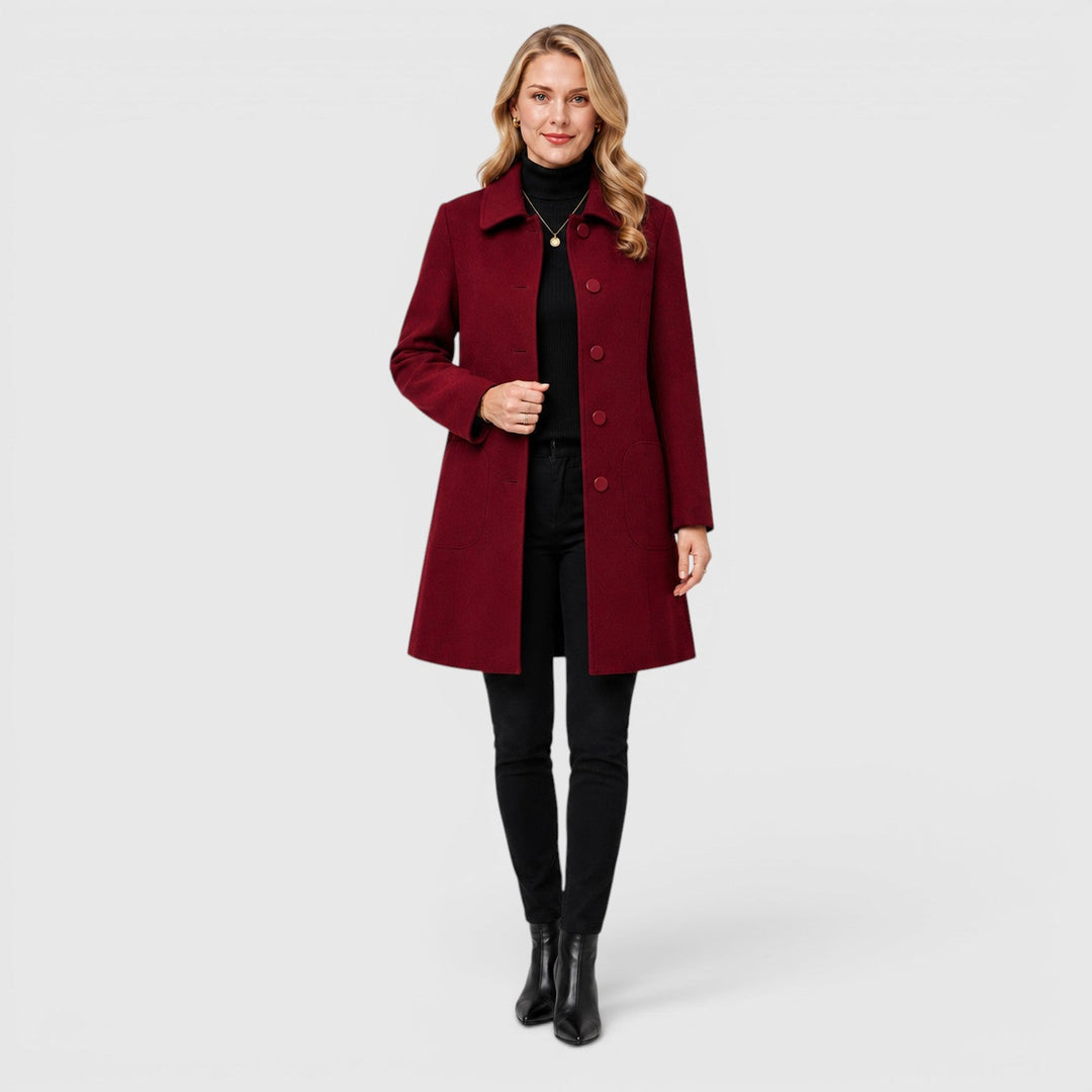 Women's Classic Wool Long Coat with Warm Insulation