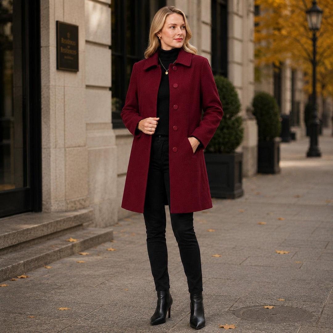 Women's Classic Wool Long Coat with Warm Insulation