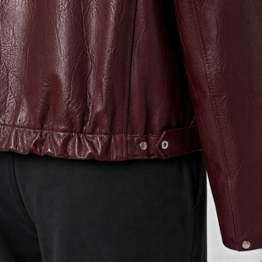 Women's Casual Leather Zip Jacket with Pockets