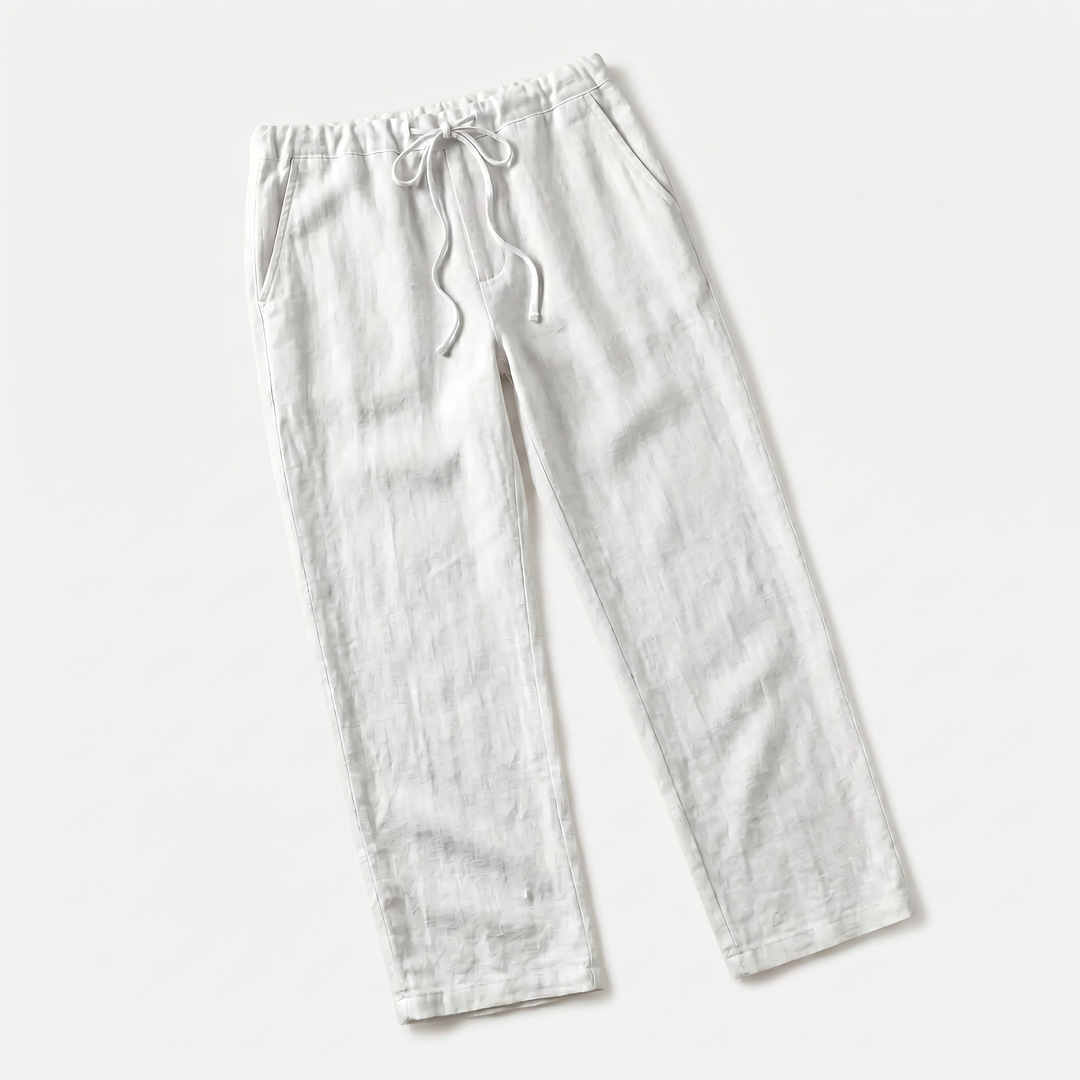 Men's Casual Drawstring Waist Straight-Leg Trousers