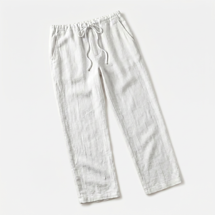 Men's Casual Drawstring Waist Straight-Leg Trousers