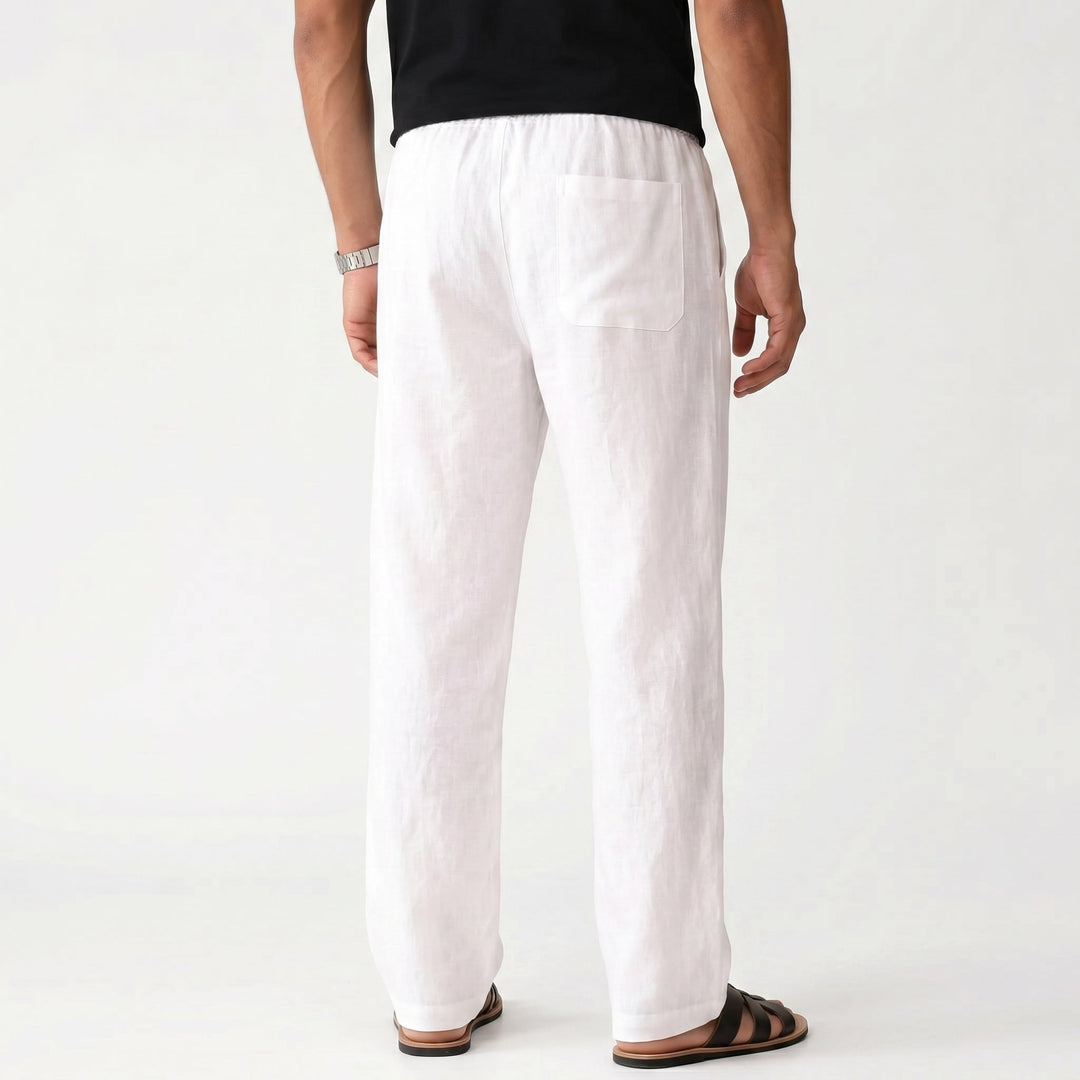 Men's Casual Drawstring Waist Straight-Leg Trousers