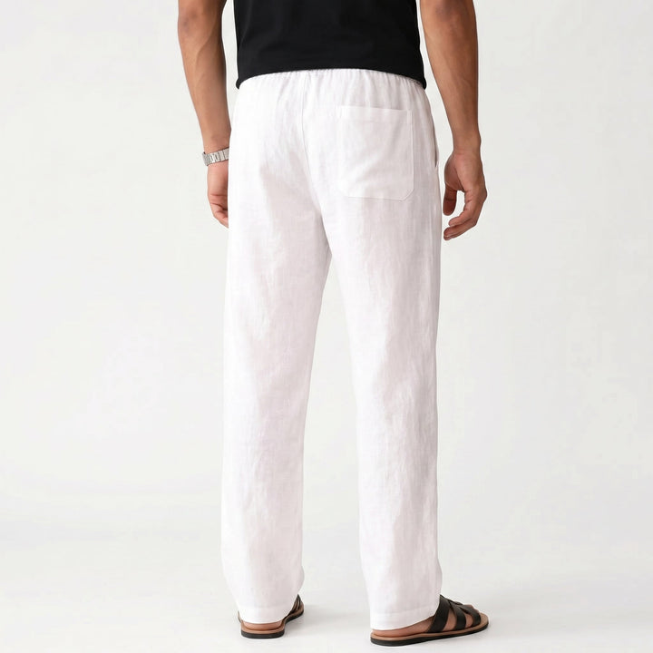 Men's Casual Drawstring Waist Straight-Leg Trousers