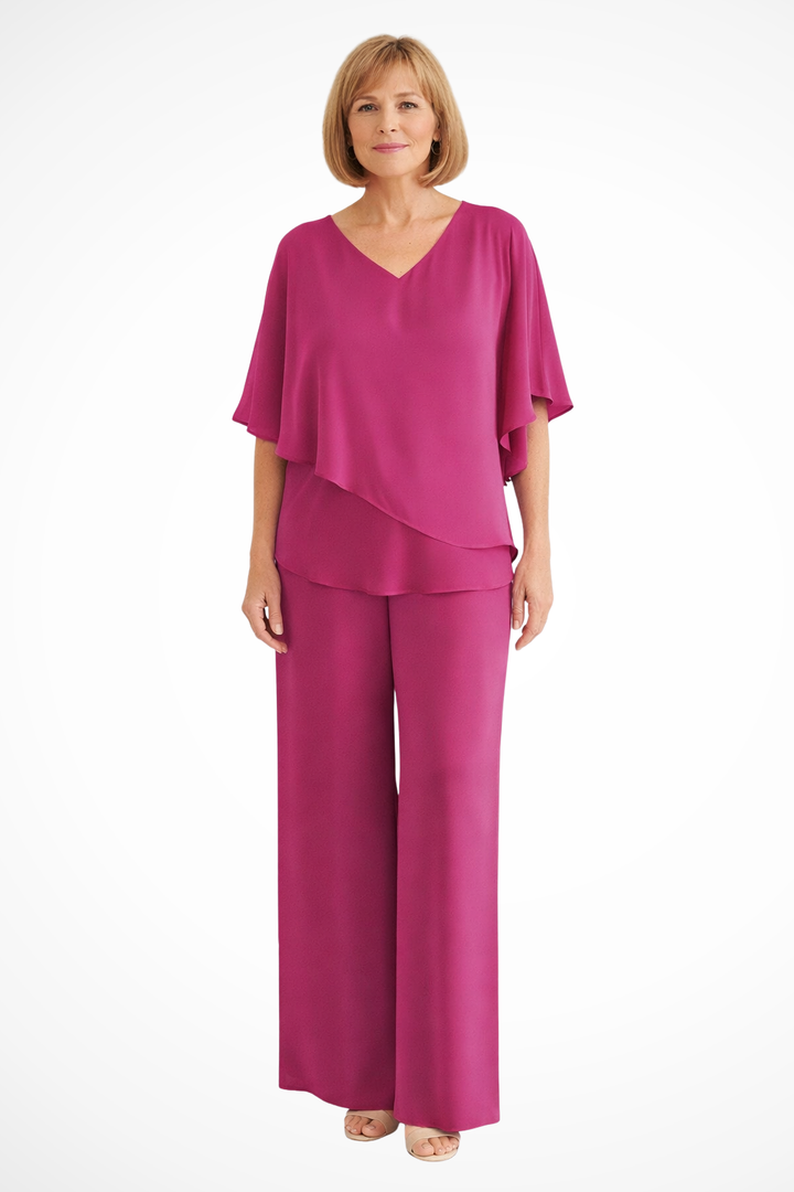 Batwing Wide Leg Co-Ord Set Red Rose – Siopie