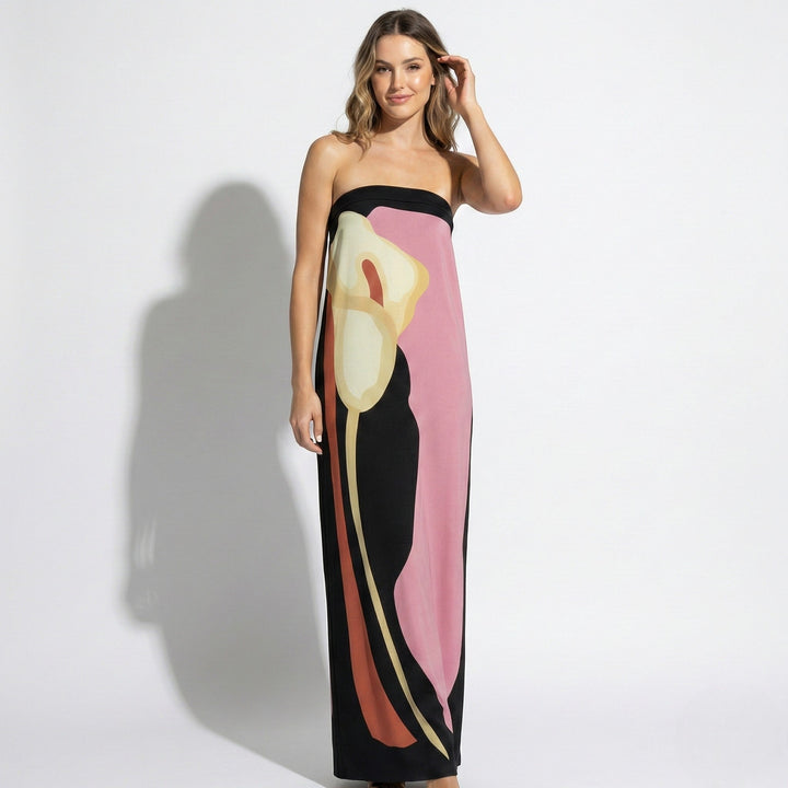 Women's Elegant Strapless Sculpted Fit Maxi Dress