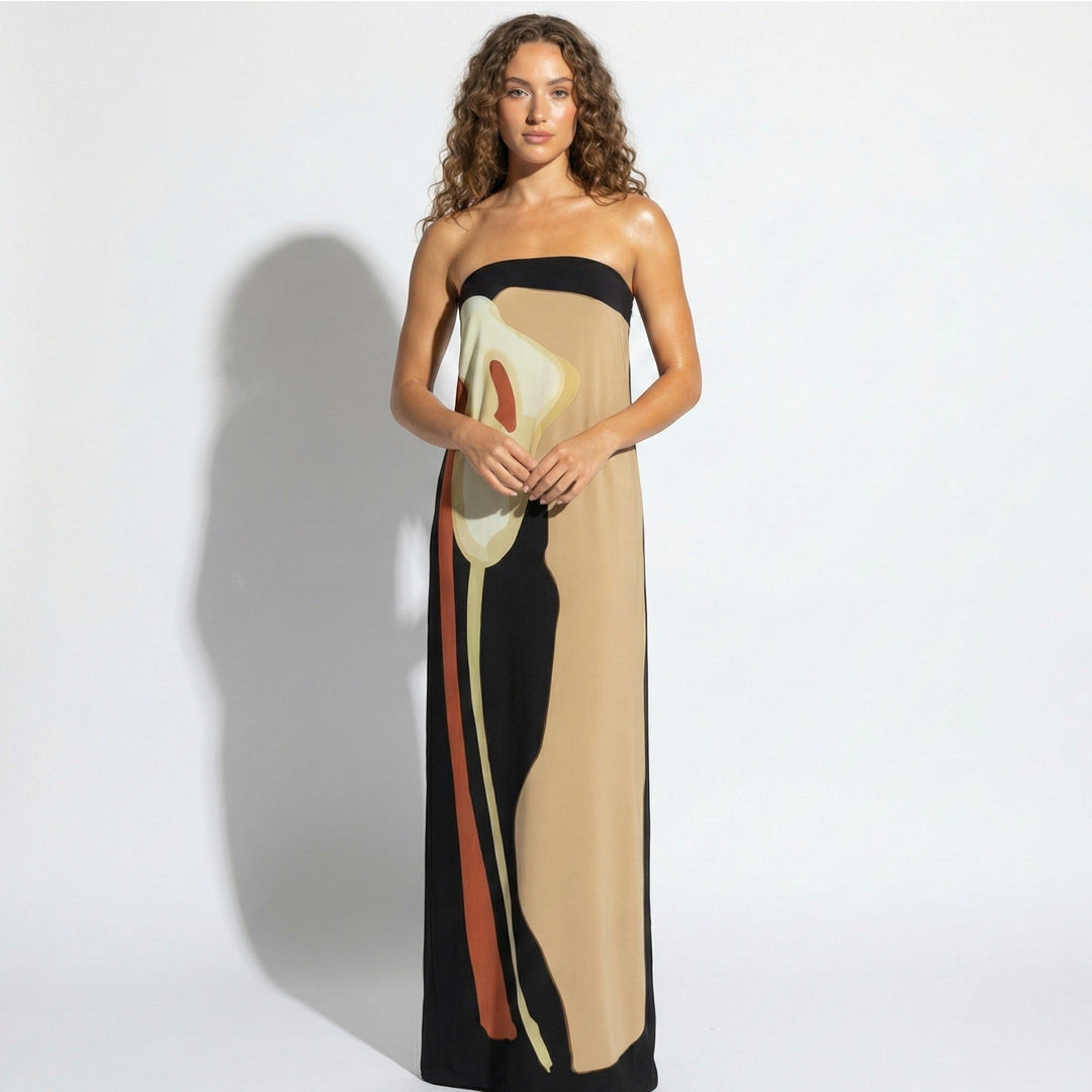 Women's Elegant Strapless Sculpted Fit Maxi Dress