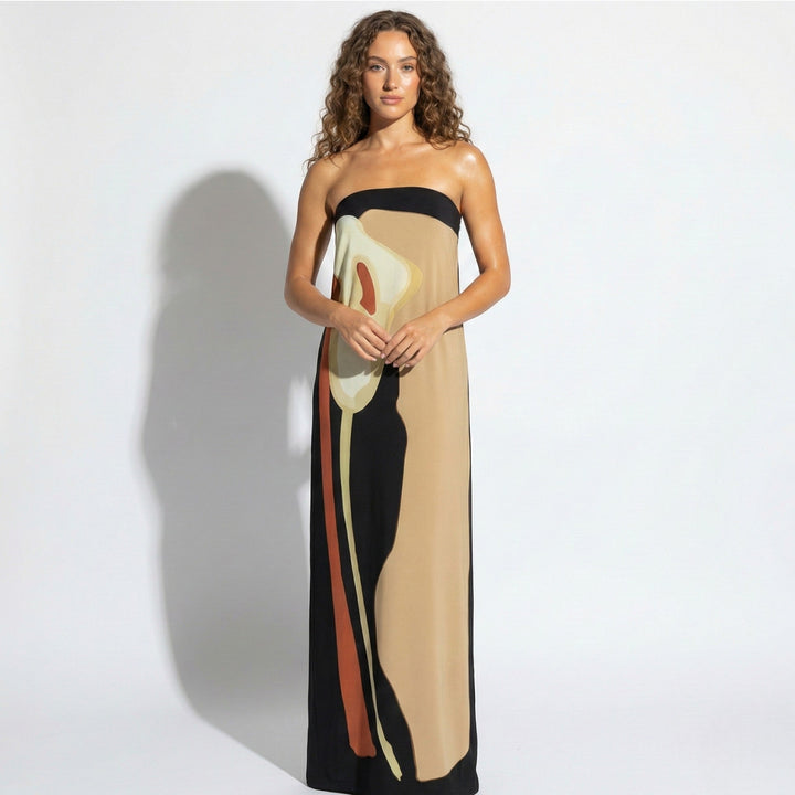 Women's Elegant Strapless Sculpted Fit Maxi Dress