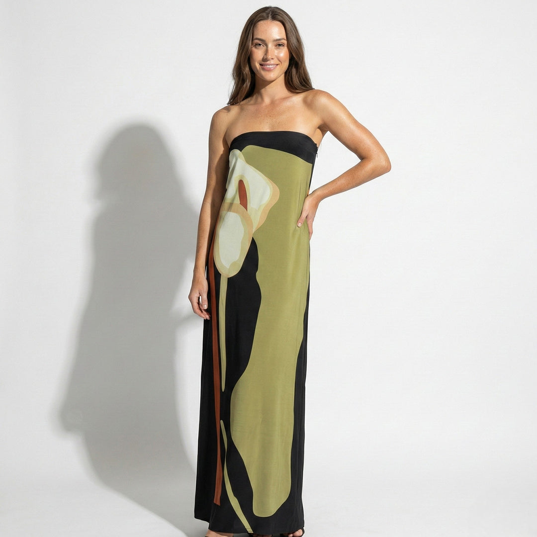 Women's Elegant Strapless Sculpted Fit Maxi Dress