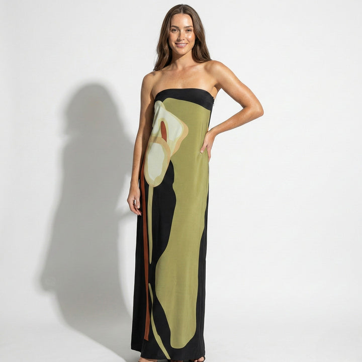 Women's Elegant Strapless Sculpted Fit Maxi Dress
