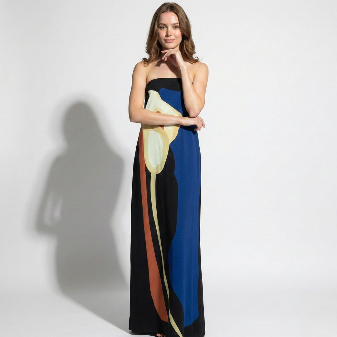 Women's Elegant Strapless Sculpted Fit Maxi Dress