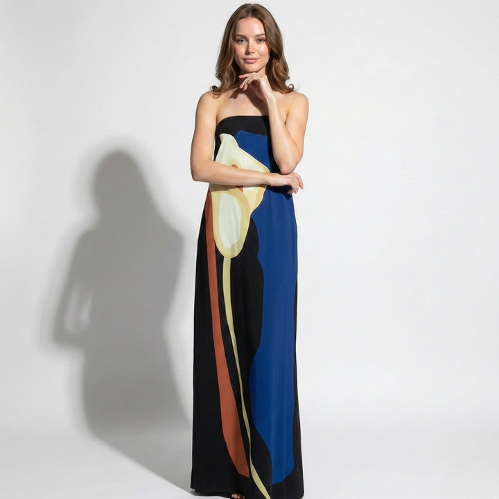 Women's Elegant Strapless Sculpted Fit Maxi Dress